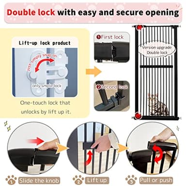 Lumizone Extra Tall Cat Gate 61.02" High Pressure Mounted Extra Wide 63.39"-67.32" (17Sizes) 1.37" Gap No Drilling Auto-Close Tall Pet Gate for Dogs (Black, 63.32"-67.91"/161-171cm) - Image 8