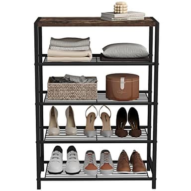 HOMEFORT 5-Tier Shoe Rack, Shoe Storage Shelf with MDF Top Board, Shoe Rack Organizer, Each Tier Fits 3 Pairs, Entryway Shoe Stand with Sturdy Shelves, Rustic Brown - Image 9