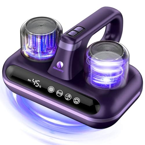 Amzany Mattress Vacuum Cleaner - 5-in-1 Cordless Bed Vacuum Cleaner, Powered by UV-C Light & Ultrasonic Technology, 16Kpa Strong Suction,Low Noise,Suitable for Dust, Pet Hair, Etc - Purple - Image 1
