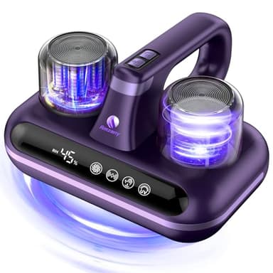 Amzany Mattress Vacuum Cleaner - 5-in-1 Cordless Bed Vacuum Cleaner, Powered by UV-C Light & Ultrasonic Technology, 16Kpa Strong Suction,Low Noise,Suitable for Dust, Pet Hair, Etc - Purple - Image 1