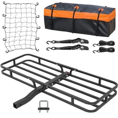 WEIZE Hitch Cargo Carrier for SUV, Truck - 53x19 Inches, 500LB Capacity, with Waterproof Bag, Net, Strap, Tightener, Powder Coated for Durability, Easy Installation, for Camping and Travel - Image 1