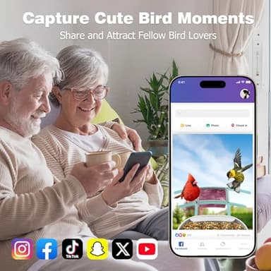 Viubird Bird Feeder with Camera: Solar Powered Smart Bird Camera Feeder 2K Live Feed for Backyard - AI Identify Auto Capture Videos, Gifts for Birdlovers Mom Dad, 2.4GHz WiFi - Image 4