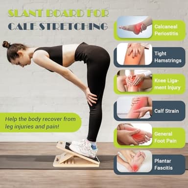 Slant Board for Calf Stretching, Adjustable Portable Wooden Incline Board for Calf Stretcher with Training Poster, 300 Lbs Weight Capacity Physical Therapy Equipment for Leg, Knees, Heel, Ankle - Image 6