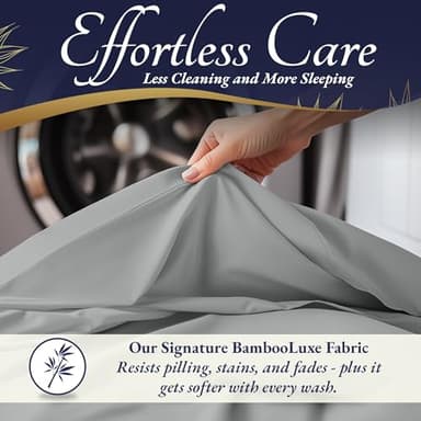 DECOLURE 100% Viscose Derived from Bamboo Sheets Twin Size 3pcs - Ultra Soft & Luxuriously Cooling, 17" Deep Pocket, Double Stitching, Perfect for Hot Sleepers - Twin Bed Sheets (Light Grey) - Image 5