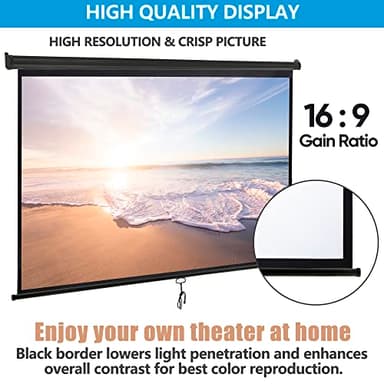 ZENY Outdoor Projector Screen Pull Down 100 Inch 16:9 HD Projection Screen Folding Home Theater Portable Indoor Outdoor Movie Screen - Image 3