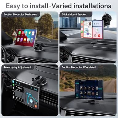 9" Portable CarPlay Screen for Car, CooCom UHD Car Stereo with Touch Screen with Apple CarPlay&Android Auto,4K Dash Cam,1080P Backup Camera,Mirror Link, Voice Control, Bluetooth 5.3,GPS,FM - Image 6