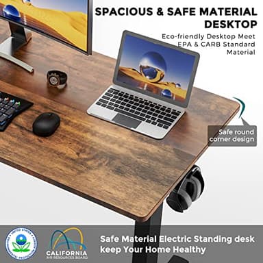 SMUG Standing Desk, 40 x 24 in Electric Height Adjustable Computer Desk Home Office Desks Sit Stand up Desk Computer Table with Memory Controller/Headphone Hook, Rustic Brown - Image 6