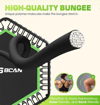 BCAN 48" Mini Trampoline, 550 LBS Fitness Trampoline with T-Adjustable Handle Bar, Bungees, Stable & Quiet Exercise Rebounder for Adults Indoor/Garden Workout-Green - Image 2