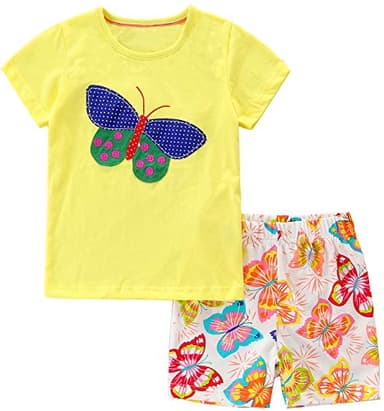 Baby Girls Summer Clothes Outfit,Cotton Top and Shorts Clothing Set Yellow 2t - Image 1