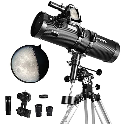 Telescope 130EQ Newtonian Reflector Telescopes for Adults, Professional Telescopes for Adults Astronomy, Comes with 1.5X Barlow Lens Smartphone Adapter & 13% T Moon Filter - Image 1