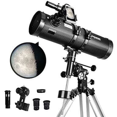 Telescope 130EQ Newtonian Reflector Telescopes for Adults, Professional Telescopes for Adults Astronomy, Comes with 1.5X Barlow Lens Smartphone Adapter & 13% T Moon Filter - Image 1