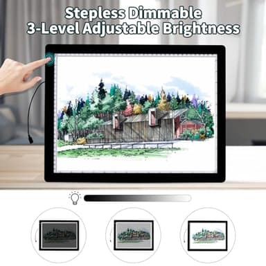 A4 Light Pad - Diamond Painting Light Board with Stand, Stepless Dimmable 3 Levels Brightness Tracing Light Box with Type-C Cable, Ultra-Thin LED Light Pad for Weeding Vinyl Drawing Diamond Painting - Image 2