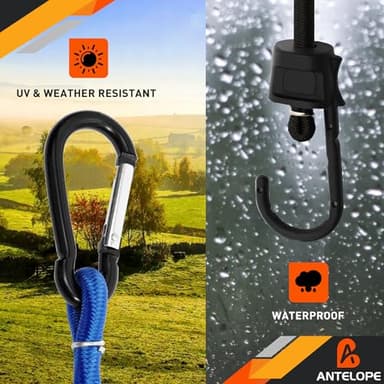 A ANTELOPE 30-Piece Premium Bungee Cord Assortment Includes 18", 24", 36", 48", 60" Bungee Cord, 8" Canopy/Tarp Ball Ties and Alligator Mouth Tarp Clips - Image 6