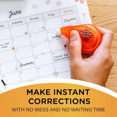 BIC Wite-Out EZ Correct Tear-Resistant Correction Tape with 39.3 ft of Tape, 10-Count Pack in White - Image 4
