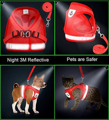 Cat Harnesses and Puppy Harness with Leashes Set, Escape Proof Cat Harness, Adjustable Reflective Soft Mesh Vest Fit Puppy Kitten Rabbit Ferrets's Outdoor Harness - Image 5