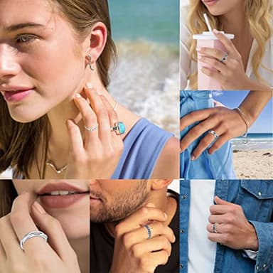 MUCAL Fidget Rings for Anxiety 8pcs Stainless Steel Spinner Ring Anti Spinning Moon Star Cool Stress Relieveing Women Men - Image 5