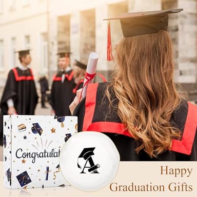 Graduation Gifts for Her, College High Senior Class of 2025 Graduate Gifts for Daughter Granddaughter Niece Women Ceramic Trinket Dish Jewelry Ring Holder Initial A - Image 3