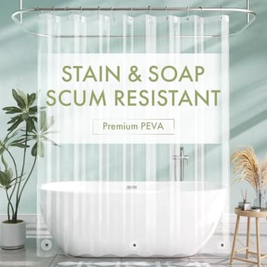 AmazerBath Shower Curtain Liner, 72x72 Clear Shower Curtain Liner, Waterproof Plastic Shower Liner, Cute Lightweight PEVA Shower Curtain for Bathroom with 3 Magnets and 12 Rustproof Metal Grommets - Image 1