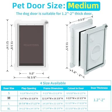 3-Flap Medium Dog Door for Door with Metal Sliding Lock Panel, Energy Efficient Pet Door with Steel Frame, Telescoping Tunnel,Never Rust Ruff Weather Doggie Door (Pets Up to 40 Lb) - Image 5