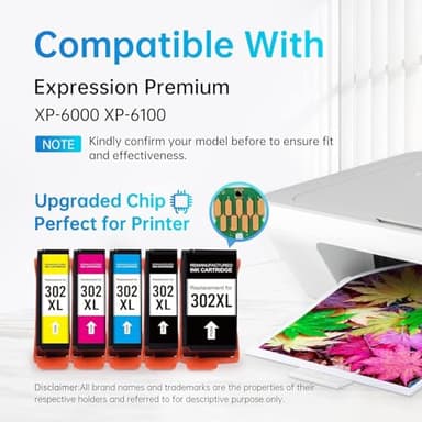 LEMERO Remanufactured Ink Cartridge Replacement for Epson 302 XL 302XL T302XL for XP-6100 XP6100 XP6000 XP-6000 Printer (Black, Photo Black, Cyan, Magenta, Yellow, 5 Pack) - Image 2