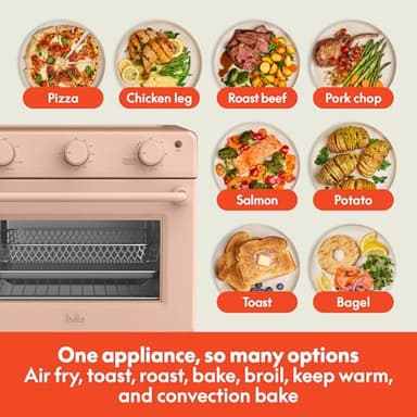 bella Air Fry Toaster Oven, 7 Preset Cooking Options, Dishwasher-Safe EverGood Coated Trays Included, 60-Minute Auto Shutoff w Audible Timer, Power Indicator Light, 1700 Watt, Blossom - Image 5