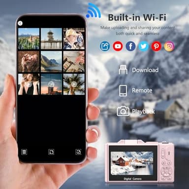 4K Digital Camera for Photography, 64MP Vlogging Camera for YouTube with 3" 180° Flip Screen, 18X Digital Zoom Point and Shoot Camara with 32GB Micro SD Card for Beginner (Pink) - Image 3