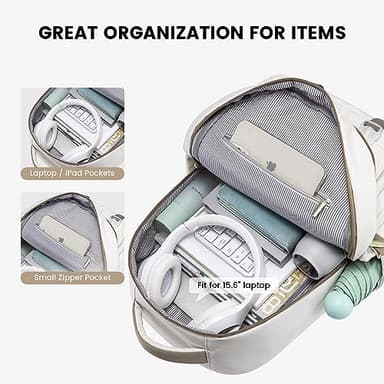 LOVEVOOK School Backpack for Teen Girls, Student Backpack Purse for 14-16 Teenage, Cute Kid Bookbag, Back to School Backpacks Fit 15.6 Inch Laptop, Large College Travel Bag, Beige-khaki - Image 9