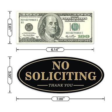 No Soliciting Sign - Self Adhesive 7" x 3" No Solicitor Metal Signs for House - Made From Durable Aluminum for Indoor/Outdoor Use - Waterproof and Weather Resistant (2 Pack GOLD) - Image 6