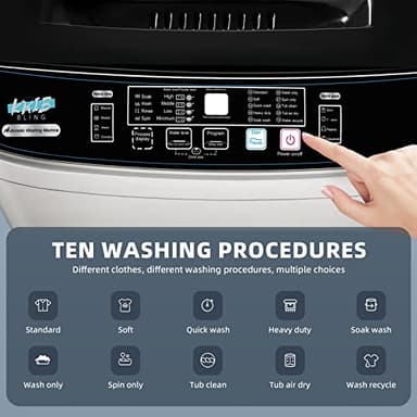 Gshop XQB201A-GREY6 17.7lbs Full-Automatic, Portable Washer Apartment 10 Programs, Small Washing Machine for Dorm, Home, RV, Grey - Image 2