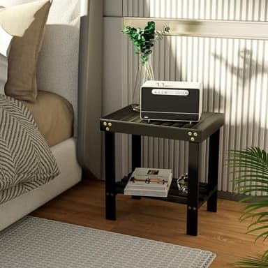 Glavbiku Bamboo Shower Bench, Shower Stool for Shaving Legs with Non-Slip Feet Storage Shelf Safe and Stable, Kids Adults Sauna Chair for Spa, Bathroom, Bedside, Living Room, Outdoor Side Table - Image 9