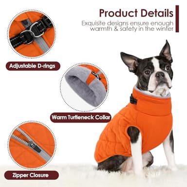 AOFITEE Extra Small Dog Jacket, Waterproof Dog Coat for Winter, Turtleneck Winter Jacket with Back Zipper, Reflective Pet Coat Small Snowsuit, Small Pet Snowsuit Chihuahua, Yorkshire - Image 4
