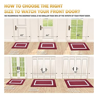 OLANLY Indoor Door Mat, 48x32, Non-Slip Absorbent Resist Dirt Entrance Mat, Washable Low-Profile Inside Entry Doormats for Entryway, Red - Image 8