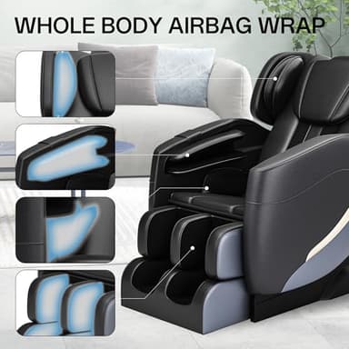 SMAGREHO 2025 Zero Gravity Massage Chair Full Body, with 6 Auto Modes, Foot Massage, Waist Heating, Bluetooth, Black - Image 7