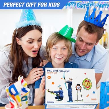HYES 2 Pack Kids Bow and Arrow with 29" Large Dart Board, LED Light Up Archery Set with 24 Suction Cup Arrows, Indoor Outdoor Sport Toys Gifts for 3 4 5 6 7 8 9 10 11 12 Year Old Boys Girls - Image 8