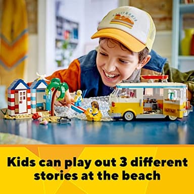 LEGO Creator 3 in 1 Beach Camper Van Building Kit, Transforms from a Campervan to Ice Cream Shop to Beach House, Great Gift for Surfer Boys and Girls, Pretend Play Beach Life, 31138 - Image 3