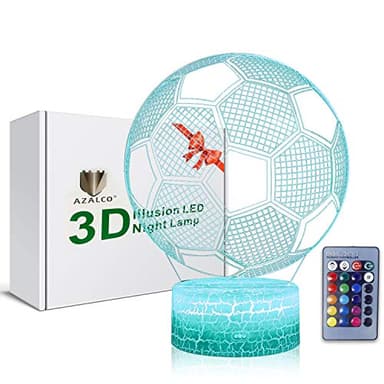 AZALCO 3D Illusion Soccer Night Light,Football Led Lamp 16 Color Change Smart Touch&Remote Control Teenager Christmas Gifts Xmas Gift Party Gifts for Girls Kids Home Decor - Image 1