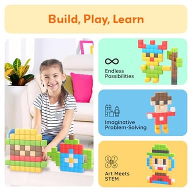 PicassoTiles 108pcs 1” Magnetic Puzzle Cubes Magnet Toys Preschool Construction Building Block Set Sensory Toy Early Education STEM Learning Come with Ideabook for Children Age 3+ Boy Girl PMC108 - Image 5