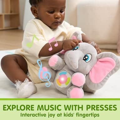 JOYIN Musical Elephant Plush Baby Toy, Stuffed Animal with Music & Light, Baby Musical Soft Plush Toys for Infant Babies, Christmas Birthday Gifts for Boys and Girls 6+ Months - Image 2