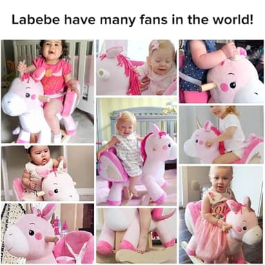 labebe - Baby Rocking Horse, Ride Unicorn, Kid Ride On Toy for 6 Month-3 Year Old, Infant (Boy Girl) Plush Animal Rocker, Toddler/Child Stuffed Ride Toy (Pink) - Image 4