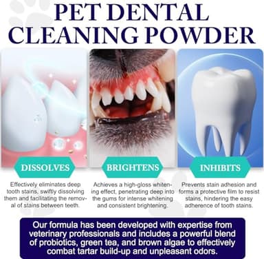 Dog Teeth Cleaning Powder - Dog Dental Powder - Plaque Off Pet Tooth Cleaning lab co - Targets Tartar & Reduces Plaque & Bad Breath - Teeth Cleaning Made Easy - Image 3