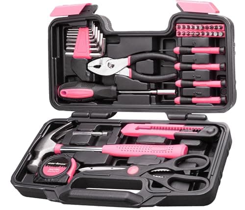 CARTMAN 39Piece Tool Set General Household Hand Tool Kit with Plastic Toolbox Storage Case Pink - Image 1