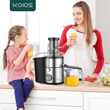 1300W KOIOS Centrifugal Juicer Machines, Juice Extractor with Extra Large 3inch Feed Chute, Full Copper Motor, Titanium-Plated Filter, High Juice Yield, 3 Speeds Mode,Easy to Clean with Brush,BPA-Free - Image 7