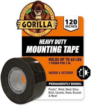 Gorilla Heavy Duty Double Sided Mounting Tape, Black Tape, 1" x 120" (Pack of 1) - Weatherproof for Indoor or Outdoor - Image 3