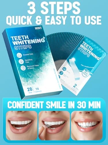 Oralfree Natural Teeth Whitening Strips - Sensitive Teeth Whitener - Enamel Safe Teeth Whitening Kit with Hydrogen Peroxide for Coffee, Wine, Tobacco, and Other Stains, 28 Strips (14 Treatment), Mint - Image 3