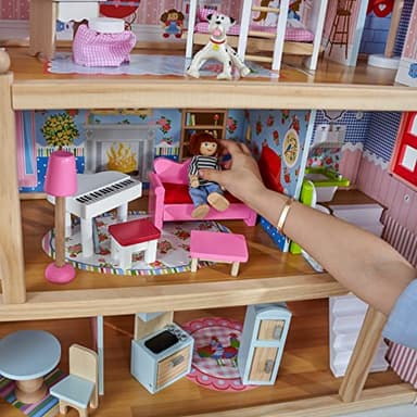 KidKraft Chelsea Doll Cottage Wooden Dollhouse with 16 Accessories, Working Shutters, for 5-Inch Dolls - Image 5