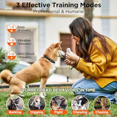 Dog Shock Collar, 3300ft Dog Training Collar with Remote, IPX7 Waterproof Rechargeable Sleek Modern Shock Collar for Small, Medium, Large Dogs with Beep, Vibration, Safety Shock, Light Mode, 8-120 lbs - Image 2