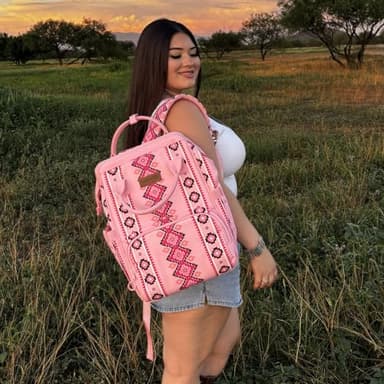 Wrangler Diaper Bag Backpack Aztec Travel Backpack Purses Western Multi-Function Baby Bags for Mom with Waterproof Insulated Pockets - Image 8