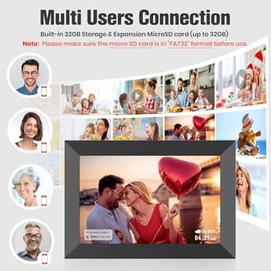 BIGASUO 10.1 Inch WiFi Digital Picture Frame, IPS HD Touch Screen Cloud Smart Photo Frames with Built-in 32GB Memory, Wall Mountable, Auto-Rotate, Share Photos Instantly from Anywhere - Image 5