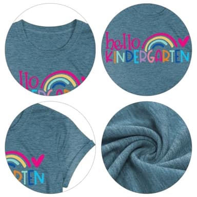 Kindergarten Teacher Shirts for Women Rainbow Kindergarten Teacher T-Shirt Hello Kindergarten Tee Tops - Image 5