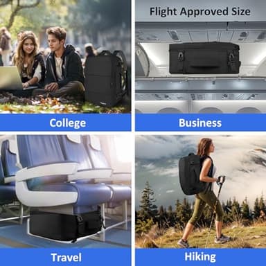 Taygeer Travel Laptop Backpack for Men Women, Airplane Approved Travel Backpack Suitcase with Usb Charging Port, Lightweight College 35l Luggage Bag 15.6inch Laptop Mochila Gifts for Business,Black - Image 9
